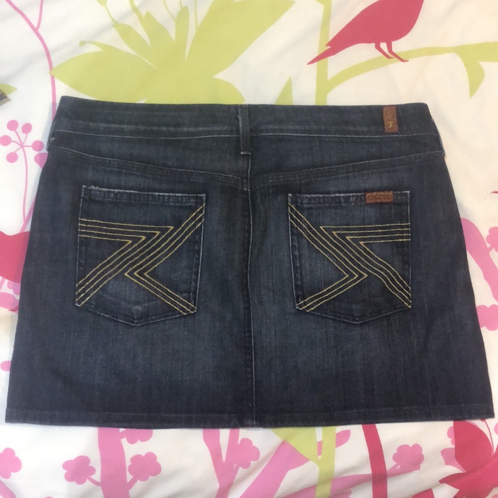 7 for all man kind, denim skirt, gold back stitching, HOT color, NWOT Gorg color